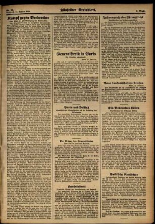 Zweite Ausgabe vom Mittwoch, den 14. Februar 1934.