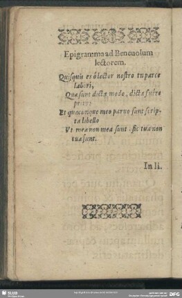 Epigramma ad Benevolum lectorem
