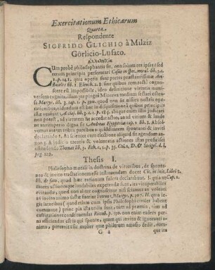 Exercitationum Ethicarum Quarta Respondente Sigfrido Glichio a Milziz Görlicio-Lusato.
