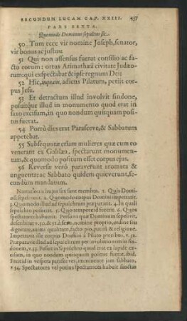 Pars Sexta. Quomodo Dominus sepultus sit.