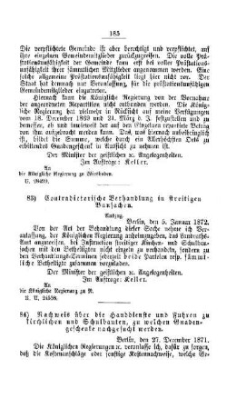 Nachweis über die Handdienste und Fuhren zu kirchlichen und Schulbauten, zu welchen Gnadengeschenke nachgesucht werden : [V. Elementarschulwesen]