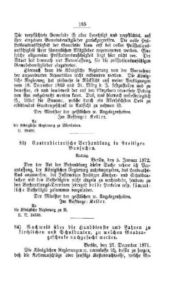 Nachweis über die Handdienste und Fuhren zu kirchlichen und Schulbauten, zu welchen Gnadengeschenke nachgesucht werden : [V. Elementarschulwesen]