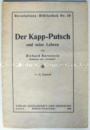 Zeitgeschichtliche Abhandlung über den Kapp-Putsch aus sozialdemokratischer Sicht