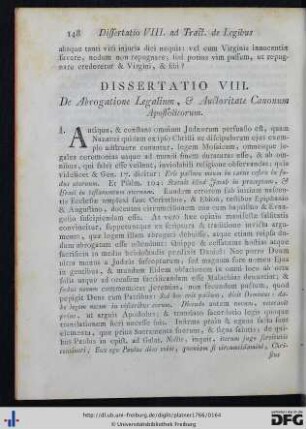 VIII. De Abrogatione Legalium, et Auctoritate Canonum Apostolicorum.