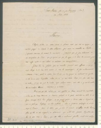 Brief von V. de Saint-André und Adelbert Hans von Chamisso an Hippolyte de Chamisso