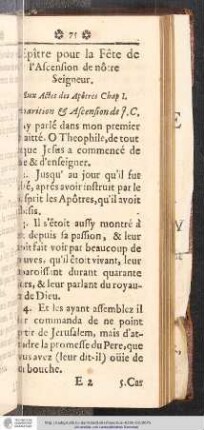 L'Epître pour la Fête de l'Ascension de nôtre Seigneur