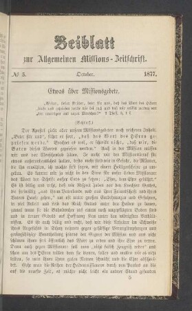 Beiblatt No 5. October 1877
