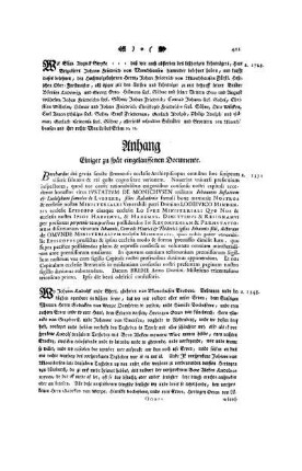 Anhang Einiger zu spät eingelauffenen Documente.