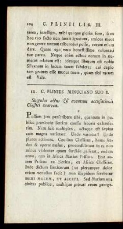 IX. C. Plinius Minuciano Suo S.