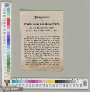 Programm zur Erstürmung von Sebastopol.