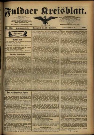 Erste Ausgabe vom Samstag, den 29. September 1906.