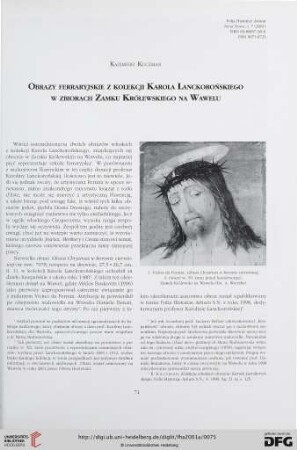 N.S. 7.2001: Obrazy ferraryjskie z kolekcji Karola Lanckorońskiego w zbiorach Zamku Królewskiego w zbiorach Zamku Królewskiego na Wawelu