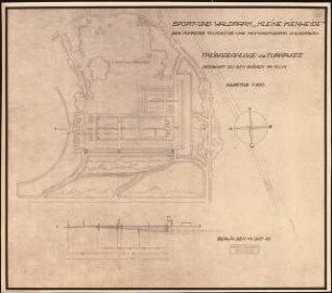 Gartenanlage »Kleine Kienheide« Firma Junkers, Dessau: Freibadeanlage und Turnplatz: Lageplan 1:500