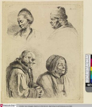 [Studienblatt: Vier Köpfe; Feuille d'études: Quatre têtes]