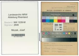 Entnazifizierung Josef Miczek , geb. 20.02.1909 (Arbeiter)