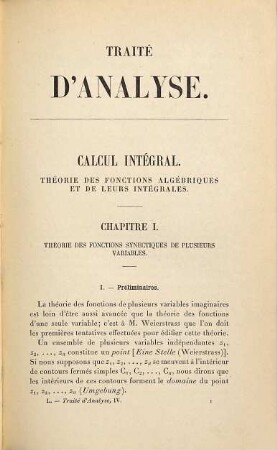 Traité d'analyse. 4, Calcul intégral : théorie des fonctions algébriques et de leurs intégrales