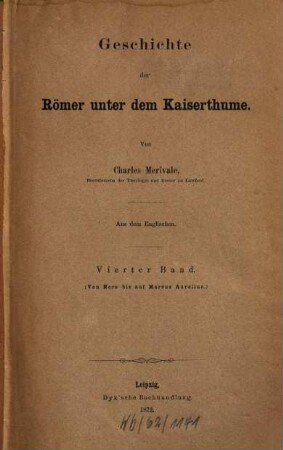Geschichte der Römer unter dem Kaiserthume, 4. Von Nero bis auf Marcus Aurelius