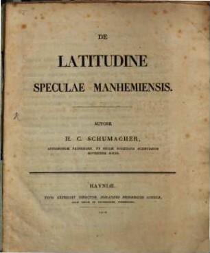 De Latitudine speculae Manheimiensis