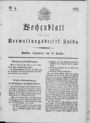 Nr. 4, Ausgabe vom 25. Januar 1851