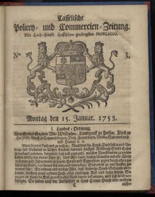 Nro. 3, Montag den 15. Januar 1753