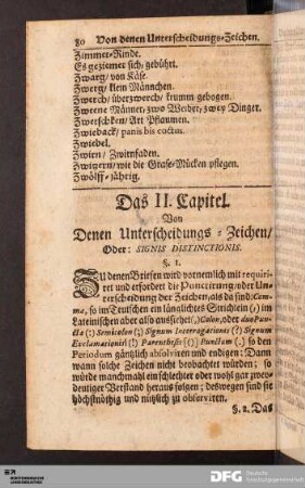 Das II. Capitel. Von Denen Unterscheidungs-Zeichen/ Oder: SIGNIS DISTINCTIONIS.
