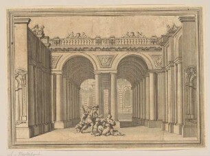 Säulenhalle mit Angriff auf Gefangene (Noris, Westerhout, Il Greco in Troia, 10)