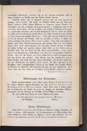 Kleine Mitteilungen