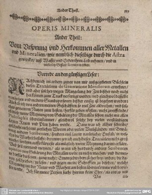 Ander Theil: Vom Ursprung und Herkommen aller Metallen und Mineralien...