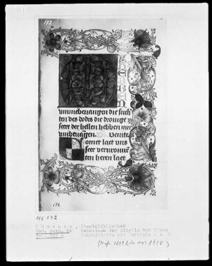 Gebetbuch der Prinzessin Sibylla von Kleve — Initiale M und C und Bordüre, Folio 249recto