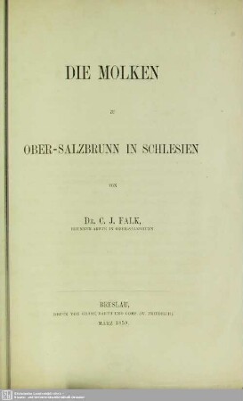 Die Molken zu Ober-Salzbrunn in Schlesien