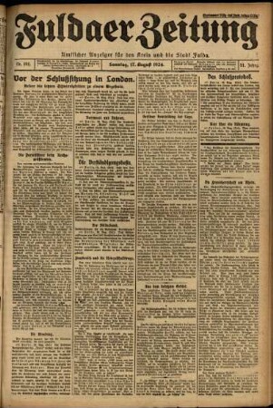 Erste Ausgabe vom Sonntag, den 17. August 1924.