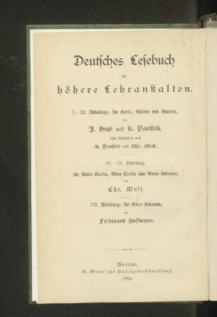 Abt. 4: Für Unter-Tertia