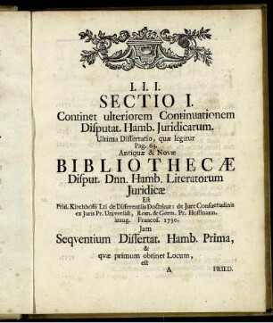 Sectio I. Continet ulteriorem Continuationem ...