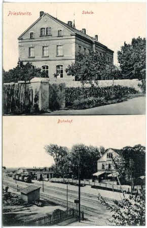 Priestewitz. Schule und Bahnhof