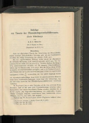 Beiträge zur Theorie der Flüssigkeitspotentialdifferenzen.