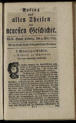 XLIX. Stück. Coburg, den 3. Dec. 1755.