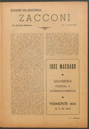 Zacconi : Actores del Recuerdo - De "La Nacion"