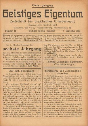 Nummer 23 (1. September 1909)