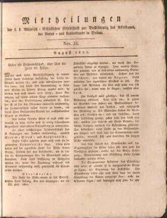 Mittheilungen. Nro. 33. August 1822.