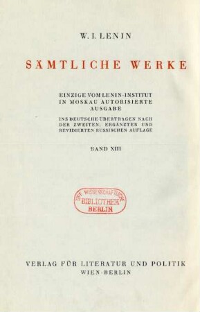 Bd. 13: Materialismus und Empiriokritizismus : kritische Bemerkungen über eine reaktionäre Philosophie