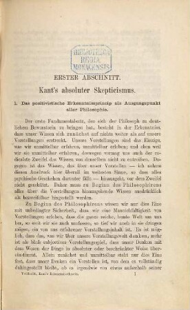 Immanuel Kant's Erkenntnisstheorie nach ihren Grundprincipien analysirt : ein Beitrag zur Grundlegung der Erkenntnisstheorie