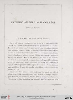 Antonio Allegri dit Le Corrège