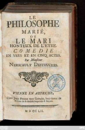 Le Philosophe Marié Ou Le Mari Honteux De L'Etre : Comedie En Vers Et En Cinq Actes