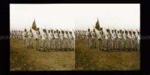 Marschierende Infanterie mit Fahne, Truppenparade, Istanbul