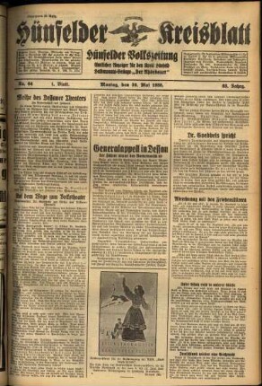 Erste Ausgabe vom Montag, den 30. Mai 1938.