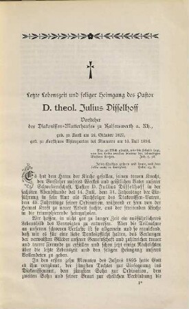 Pastor D. Julius Disselhoff
