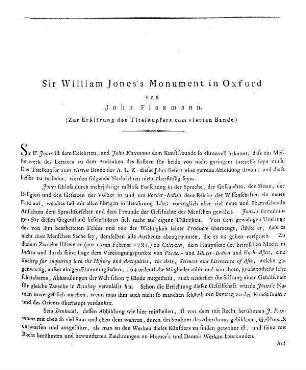 Sir William Jone's Monument in Oxord von John Flaxmann. (Zur Erklärung des Titelkupfers zum vierten Bande.)