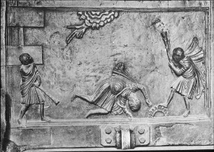 Hildesheim, Dom St. Maria, Bronzetür, sog. Bernwardstür, linker Flügel, 8. Feld v. o., Brudermord