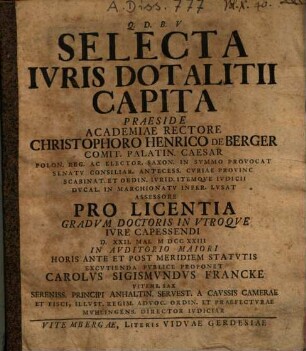 Selecta iuris dotalitii capita
