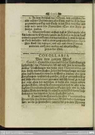 Corollaria Von dem gantzen Werck